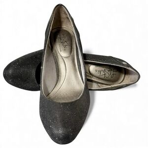 LifeStride Lively Shimmer Womens Size-7.5 Black Sparkle‎ Glitter Heels Shoes